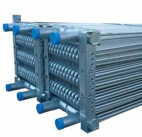 Galvanizing is on the outside surface of the coil, designed for low pressure drop with sloping tubes