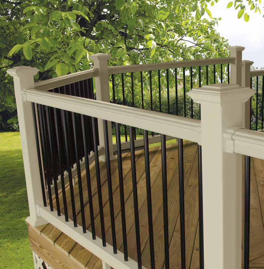 Railing with Aluminum Balusters Color: Wicker Railing with Black Round Aluminum