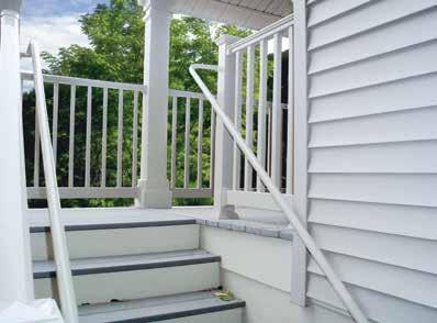 1½" Vinyl Secondary Handrail System Features: Meets IRC, ADA & IBC requirements Low-maintenance Clean seams & joints Durable vinyl components will never rot or warp Smooth surface will not splinter
