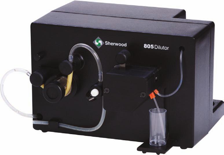 THE MODEL 805 CONTINUOUS FLOW DILUTER Dual Rotor for Reproducible Ratios Positive Pumping for accurate measurements Uptake from original sample vessel Fibrin clot remover Excellent overall system