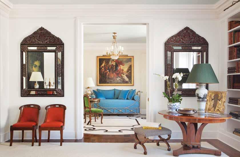 THE FIRST APARTMENT THAT ROBERT COUTURIER DESIGNED FOR THIS Manhattan couple had lots of rich wall coverings, tapestries, Fortuny fabrics, and a fair amount of gilding, he recalls.