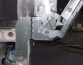 Remove the screws** located on the inner part of the dishwasher, fixing the hinges