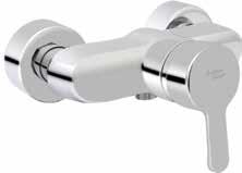 driana exposed shower mixer Single lever exposed shower mixer with an elegant and minimal design. ontemporary and safe, it features lick cartridge, which offers a limit on water flow by 50%.