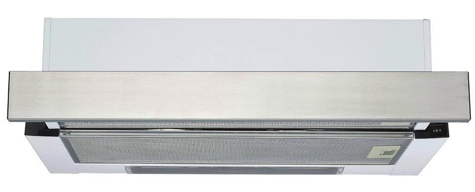 SL63R 60cm Slide Out Rangehood Features 3 speed settings 2 incandescent lights 2 aluminium grease filters Slide controls Performance Features 440 m3/hr extraction Motor type: Centrifugal Decibel