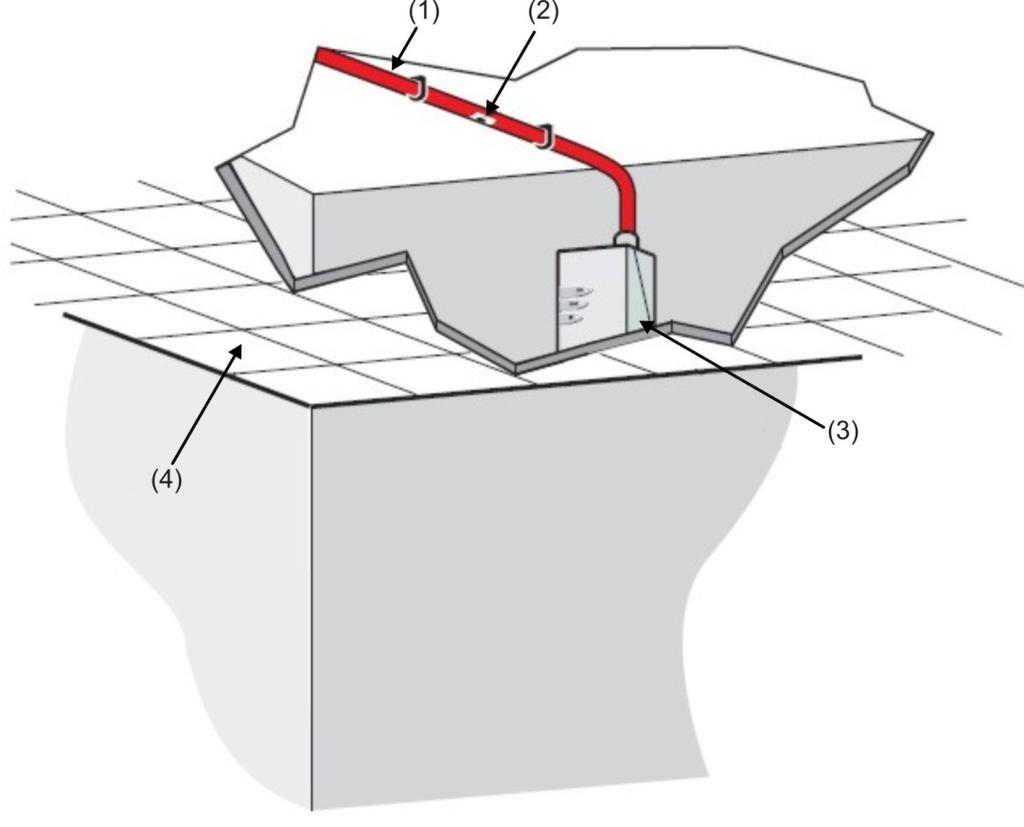 Installation and configuration Figure 7: Installation with detector mounted in ceiling void (no exhaust piping) (1)