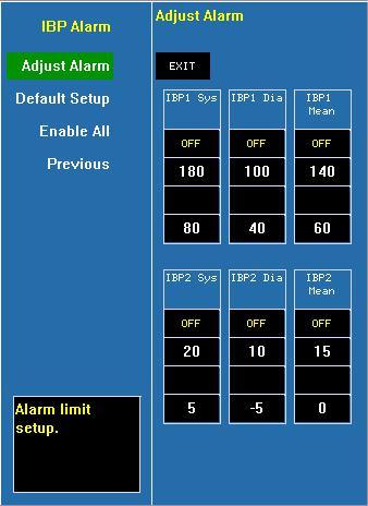 It can setup the alarm limits of common parameters.