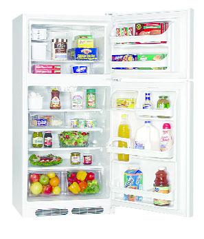 AdvanceTech Top-Mount Refrigerators MRTG15V6D(W) A Energy Rating 3 Full-Width Sliding Glass Shelves 2 Full-Width and 1 Half-Width Door Racks Covered