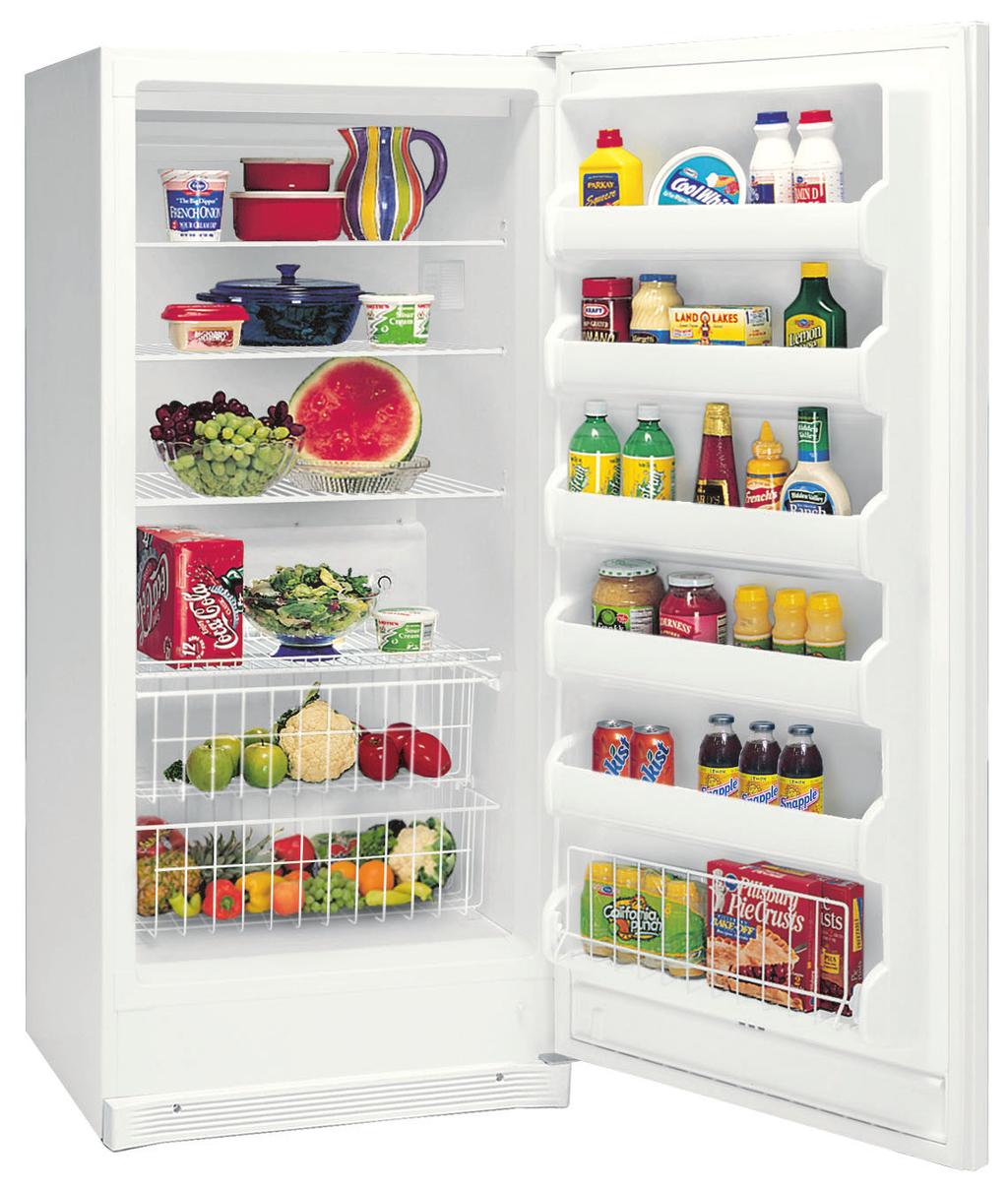 In addition to the larger capacity, this model features Adjustable Wire Shelves, Extra-Large Door Bins, Full-Width Sliding