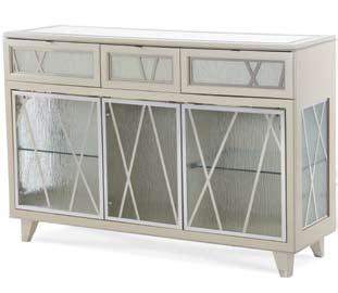 framed glass fold down drawer fronts,