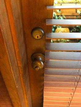 This type of lock requires a key to unlock the door from the inside and can present an obstacle to anyone trying to evacuate the home in the event of a