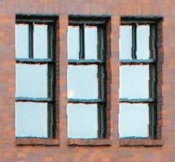 Figure 14.46.535(b). Acceptable and unacceptable (far right image) window design on upper floors.