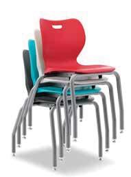 when not in use, chairs stack five high.