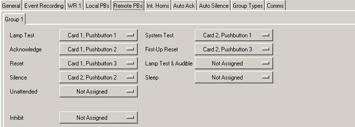 Remote Pushbuttons Tab Default Settings