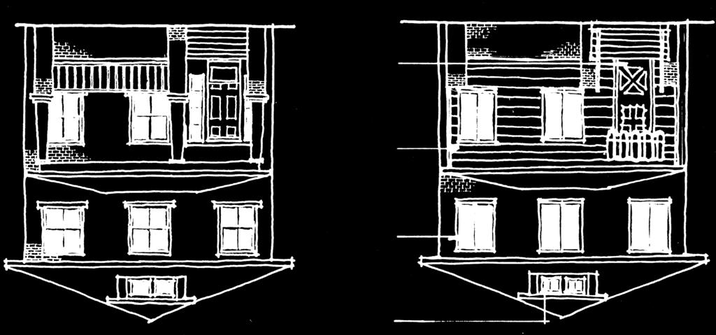 c. Front porches should not be drastically altered from their original design or scale, nor should they be enclosed. Hollywood commercial center. d. Additions to existing dwellings should be carefully designed with a scale and characteristics compatible to the existing buildings.