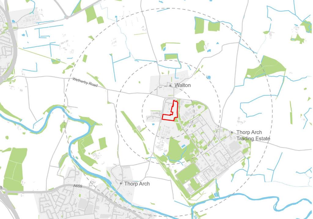 LOCATION PLAN WIDER CONTEXT PLAN Walton Village Wighill Lane The British Library Document Supply Centre 23 Dwellings Approved Street 5 Walton Chase Application Site Grange Woodland Drive Avenue