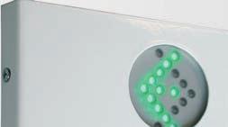 wall mounting luminaire in stainless steel powder coated housing, with green