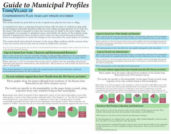 UNDERSTANDING THE HANDBOOK MUNICIPAL PROFILES Sections Your Municipality s Comprehensive Plan Goals Gaps in current law Broken down into categories Resident Support Survey Results