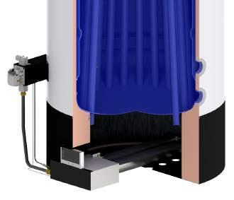 With its ample combustion chamber (from 22 to 26 flues), a larger heat exchange surface and the use of internal insulation in spaces usually neglected in the products of competitors, this water