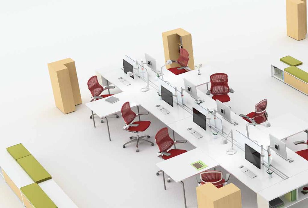 Team Planning A big table configuration encourages a team of four-to-eight people to communicate freely and frequently.