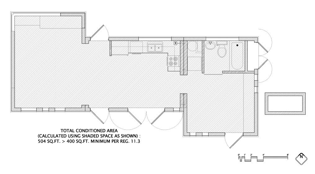 7 sf (inner area, including washer/dryer) Electrical Closet: 5.8 sf (inner area) Battery Closet: 23.
