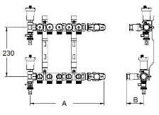 n HVAC COMMISSIONING MODULES SAV FloCon - 876 - Heating / Radiant panel Manifold assemblies Dimension table Ports Manifold 20-mm Manifold 25-mm A B A B 2