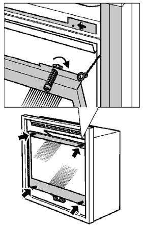 Appliance Preparation Window Removal See figure 20. 1. Turn the top two spring-loaded window bolts through 90 to release the window from the firebox. 2. Remove the bottom two spring-loaded window bolts.