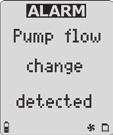 The following screens display. The pump alarm continues until the blockage is cleared or it is acknowledged by pressing.