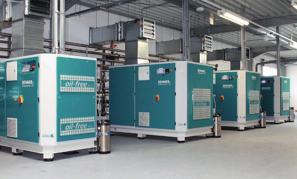 RENNER in motion Water-injected screw compressors work at low temperatures which results in the following advantages: increased free air delivery less maintenance better efficiency Besides