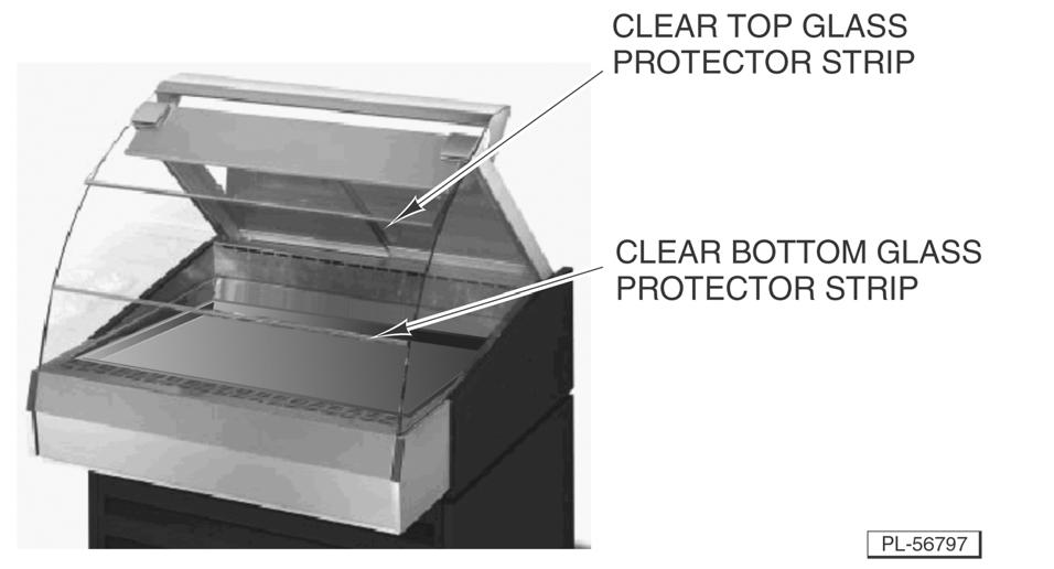 Make sure the lip of the glass seal strips face toward the inside of case (or Full-Service portion of the case). Refer to assembly section of this manual.