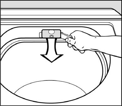 4.3 Light Bulb - Replacement Open the door and locate the bulb on the upper edge of the drum opening. A yellow, plastic tool is provided with the machine to function as an "opener".