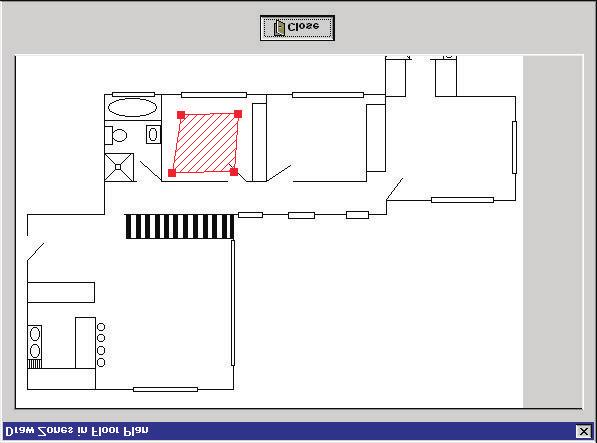 Modify: To draw the zones on the bitmap click on the DRAW icon: The Draw Zones in Floor Plan screen will appear (Figure 9) Hold in the Crl key and click on the area that you wish to mark the zone To