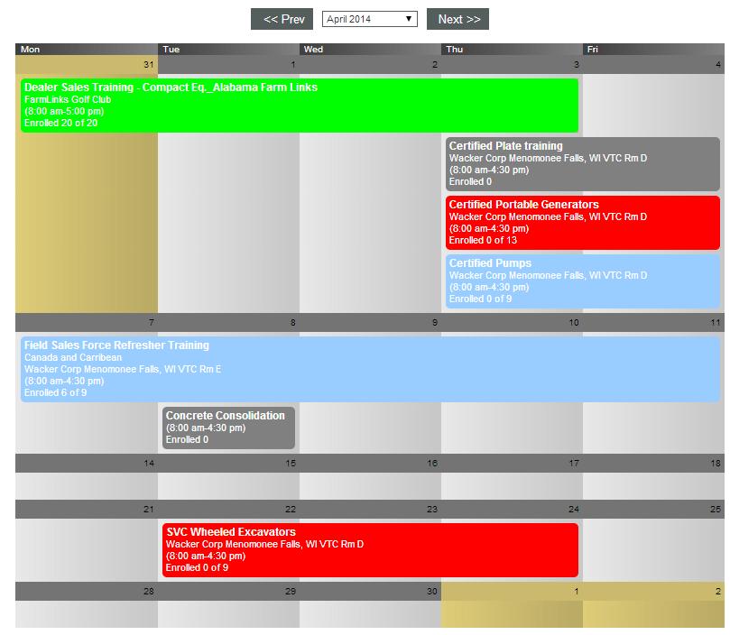 4). The calendar will open up in a new tab allowing you to see all available classes as pictured below.