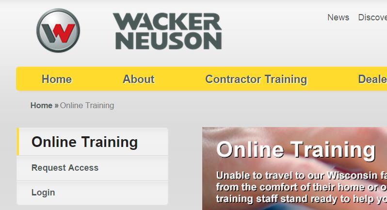 Online Training at Classman 1). To participate in online training open up the Wacker Neuson Technical Academy website at the following address: http://www.wackerneusontech.com/ 2).