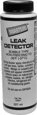 bubble type Use on air and gas lines, tanks, cylinders, valves, fittings, tubing, piping, pressure vessels appliances, etc.
