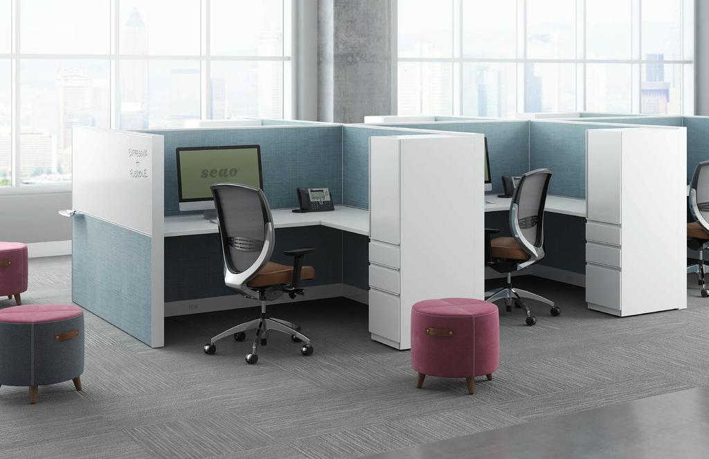 THINK OUTSIDE THE BOX In today s brand-focused, design-forward settings, panel systems have clashed with the need for more open, collaborative settings.