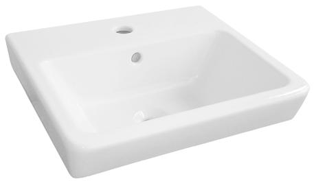 0L 1 Taphole QUADO 550 BASIN WALL HUNG J3162 SIZE: 550 mm x 445 mm Mid-sized rectangular basin Matching pedestal and shroud available