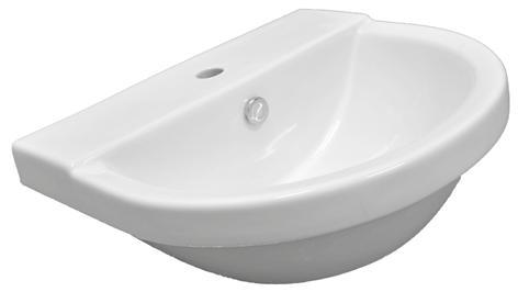 2L 1 Taphole EMILIA 600 BASIN WALL HUNG J3144 SIZE: 600 mm x 450 mm Large wall basin with wide soap