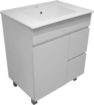 FURNITURE FRESCO 700 FLOOR VANITY JFR700F SIZE: 700W X 495D X 835H Contemporary design vanity with Slimline vitreous china top (I taphole) Kickboard and adjustable legs provided - optional use
