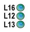 LED wash phase indicators: The LEDs L13, L12, L16 are configurable and are used as indicators of the wash phases.