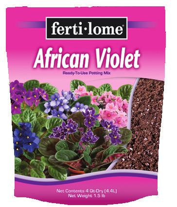 SPECIALITY PRODUCTS African Violet Mix ferti-lome African Violet Mix is specially formulated with a peat blend that provides good air capacity and