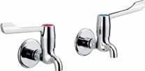 Markwik high neck pillar taps Fittings for sinks and sluices. When taps are closed levers are parallel to wall. Suitable for low or high pressure systems.