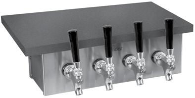system Includes all stainless steel faucets and shanks to resist corrosion and prevent metallic leaching, making them ideal for both draft beer and wine applications UC-4-SSR Shown attached to bar