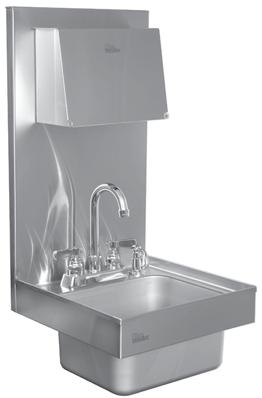 paper towel dispensers Model WH-14-ESD includes a 1 deep recessed work surface with extra tall backsplash to contain splashes, and soap and paper towel