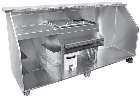 $9,455 18 30 440# 96 Portable bars for stackable cups with space for a refrigerator share the same features as the other stackable cups models, except they also include a 36 w by 25 d by 38-3/4 h