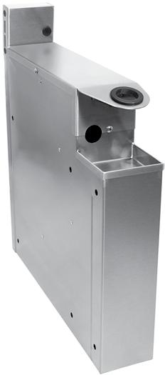 with radius corners for easy cleaning Built-in holder for soda gun Top cover is removable for access to the soda manifold Allows you to dictate the soda gun location Eliminates the need for