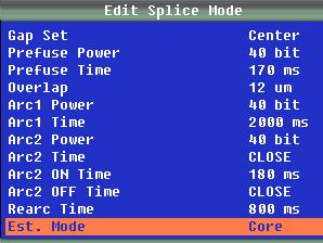 In this mode, the splicer automatically adjusts splice parameters according to the fiber type.