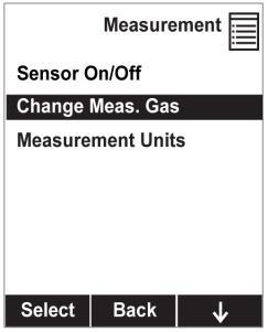 An X in a box to the left of a sensor s name indicates it is selected. 3. Once you have made all your selections, press [MODE] for Done. 8.3.3.2 Change Meas.
