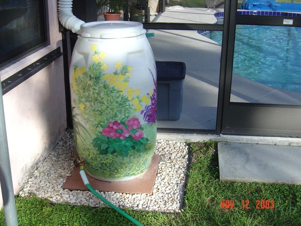 Include a rain barrel #2: Water Efficiently Save rainwater for dry spells and