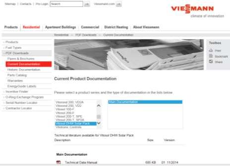 Download literature and technical manuals by going to the ProLogin section of the Viessmann website: http://www.