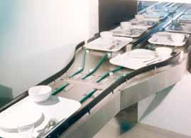 To ensure an efficient link between the dining area and wash up room, COMENDA offers a complete range of conveyors:-twocord polycord conveyors-three-cord polycord conveyors-slat conveyors-wet slat